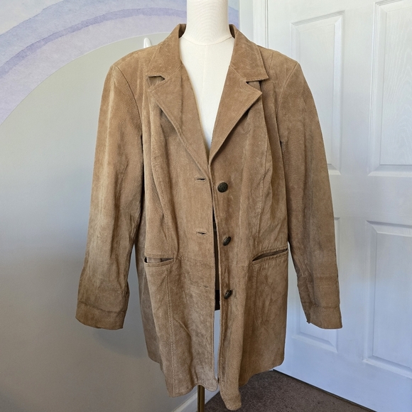 Denim&Co | 2X | Chestnut Washable Suede Button FrontJacket with Pockets - Picture 2 of 11